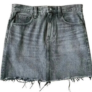 Everlane Women Y2K Inspired Edgy Grunge‎ Faded Black Raw Distressed Mini Skirt 6